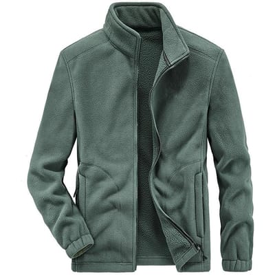 Herfst en Winter Nieuwe Heren Casual Grote Maat Fleece Jas Heren Effen Kleur Opstaande Kraag Casual Jas 4XL black
