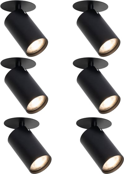 QAZQA chels - Moderne Inbouwspot - 6 stuks - L 9.5 cm - Zwart - Woonkamer | Slaapkamer | Keuken