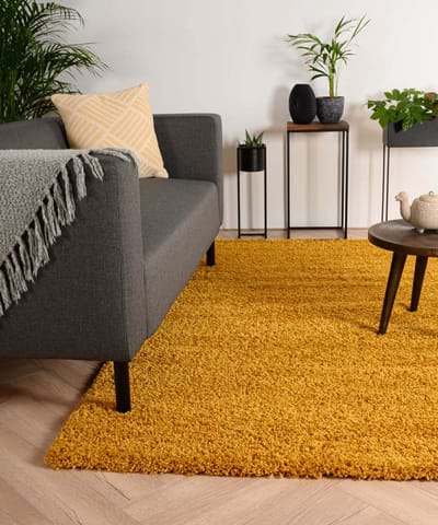 Hoogpolig vloerkleed - Shaggy Trend okergeel 60x110