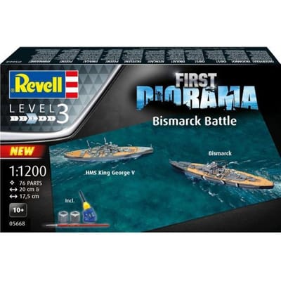 Revell Modelbouwpakket Diorama - 05668 First Diorama Set - Bismarck Battle - Starter Kit Plastic - 1:1200 - Modelbouw