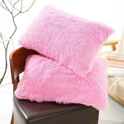 1 STK Zachte Pluche Bont Vacht Kussenhoes Beddengoed Kussensloop Sierkussenshoes Klassiek Huisdecor Kussensloop Kussenhoes 50X70 50x70cm roze