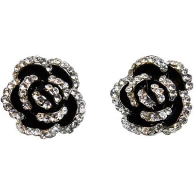 Beroemd merk Bloem Strass Oorbel Luxe Boucles Sieraden Zwarte Camellia Oorbellen Vrouwen Fancy black