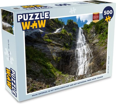Puzzel Wilde waterval in het berglandschap van het Nationaal park Hohe Tauern - Legpuzzel - Puzzel 500 stukjes