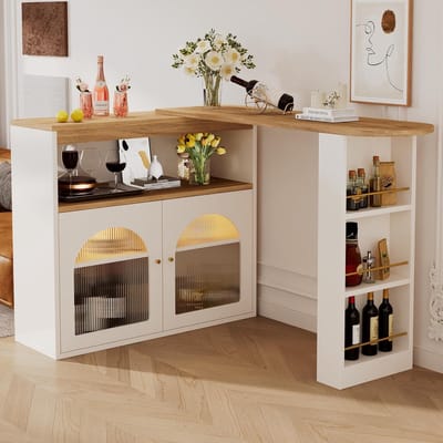 Inklapbare bartafel - Hoge tafel keukeneiland - Moderne woonruimte - Met LED en opbergruimte