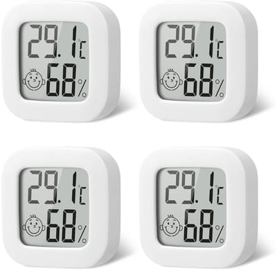 Nauwkeurige Digitale Thermo-Hygrometers – Set van 4, Compacte Binnensensoren voor Klimaatcontrole in Huis en Werkplaats