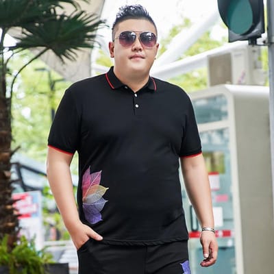 T-shirt à Manches Courtes pour Homme Ample Extra Gros et Extra Large Polo à Revers T-shirt à Manches Courtes avec Col Robe d'Été Grande Taille 5XL rouge