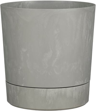 Mica Decorations Bloempot Coco - met onderschaal - betongrijs - H37 x D35 cm - kunststof - buiten