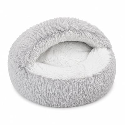 Kahil - Kattenmand Cave - 50 cm - Kalmerend Donut Grijs - Voor Katten En Kleine Honden