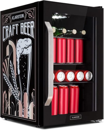 Kleine Koelkast 70 l - Stille Mini-Koelkast met Glazen Deur en LED Verlichting