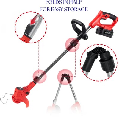 ADM Draadloze Opvouwbare Grastrimmer + 2 accu's – 21V – Telescopisch – Compact en krachtig