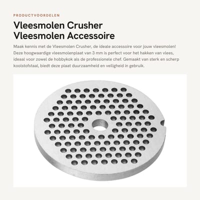 Dailygoods- Vleesmolenplaat 3mm - Vleesmolen Accessoire - Hakmolen - Koolstofstaal - Duurzaam - Vaatwasmachinebestendig