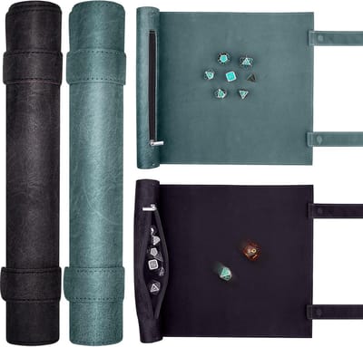 SnelShoppen - Dobbelbakmat Set van 2, Cyaan/Zwart, Rollade voor DND en RPG, Dobbelstenen Plateau en Zak, Perfect voor Feestjes en Spellenavonden