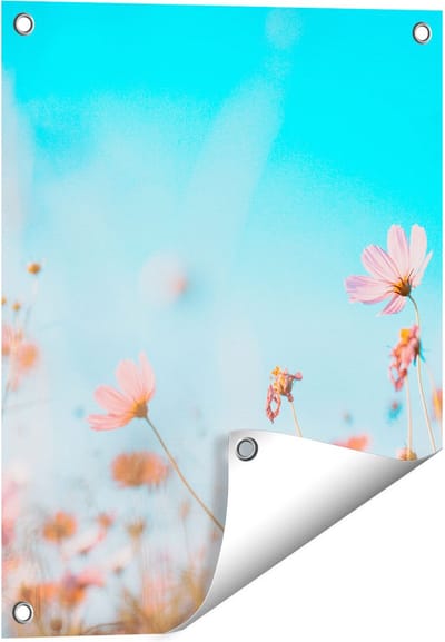 Gards Tuinposter Paarse Kosmos Bloemen - 40x50 cm - Tuindoek - Tuindecoratie - Wanddecoratie buiten - Tuinschilderij