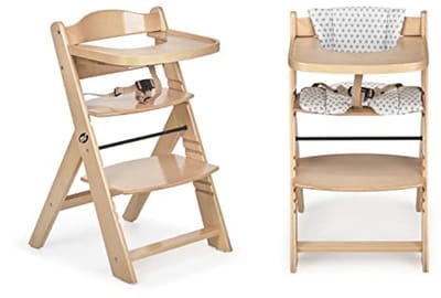 Houten Kinderstoel | 2-in-1 Evolutieve Hoge Stoel | Ergonomisch & Verstelbaar | Voor Baby’s en Kinderen van 6 mnd tot 10 jaar | Afneembaar Dienblad