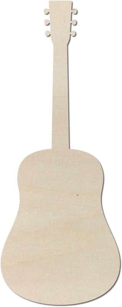 Houten Gitaar Ongeverfd Decoratie – 30 cm – Zelf Schilderen en Knutselen