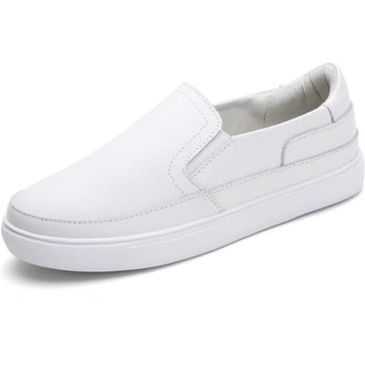 Dames Casual Schoenen Leer Designer Dames Sneakers Slip-On Dames Loafers Schoenen Lichtgewicht Mocassins 39 white