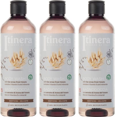 ITINERA - Kalmerende bodywash met haver uit Veneto, 95% natuurlijke ingrediënten, 370 ml (3 stuks)