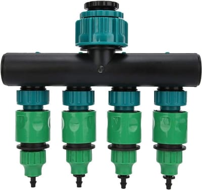 Tuinslangverdeler, Waterverdeling voor Tuin, DN20 DN25 FNPT Waterkraan Verdeler met 1/4 Inch Snelle Aansluiting voor Irrigatie en Besproeiing