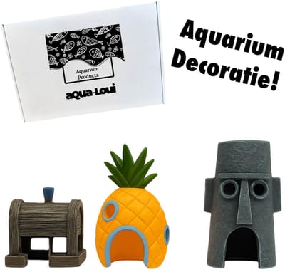 Aqua-Loui® - Aquarium Decoratie Set - 3 Aquarium Ornamenten - Cartoon Onderwaterdorp - Aquarium Huisjes - Decoratie voor Zoetwater Aquarium