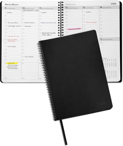 Weekplanner 2026 - Agenda Planer - Tijd Beheer - Soft Touch Cover - 19.5 x 27.7 cm - Zwart