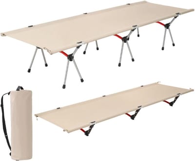 Opvouwbaar Kampeerbed - Ultralicht Reisbed - Buiten Ontspannen - Extra Sterke Constructie - 190x65cm - Khaki