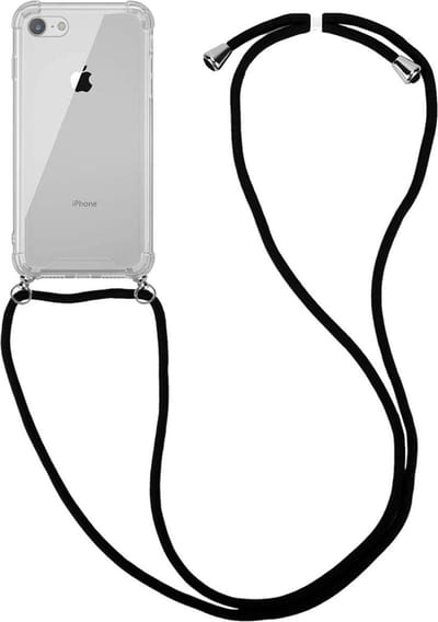 Hoogwaardige Anti Shock Siliconen Backcover met Zwart Koord - Geschikt voor iPhone 7/8 Plus - Transparant