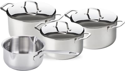 Beka Pannenset Maestro 4-Delig - zonder anti-aanbaklaag - geschikt voor alle warmtebronnen (Kookpannen & Steelpan)