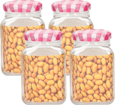 Plasticforte Weckpot/inmaakpot Classic - 4x - 500ml - kunststof - draaideksel - rood - D7 x H13 cm