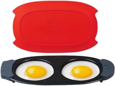 Eierkoker Magnetron - Snelle Koker - Ontbijt Maken - Dubbele Kookzones - 20x10x3cm - Rood
