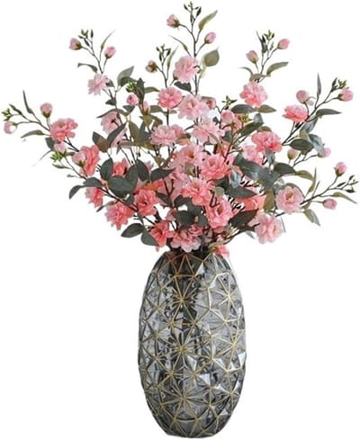 Zijden Bloemen - Nepbloemen Ornamenten - Huis Decoratie - Met Glazen Vaas - 60x80cm - C