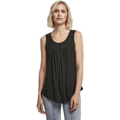 Urban Classics - Viscose Button Up Mouwloze top - XS - Zwart