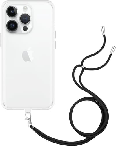 Just in Case hoesje met koord geschikt voor iPhone 15 Pro Hoesje met Koord - Flexibele Case - Transparant