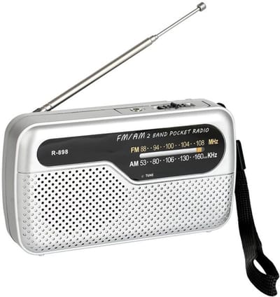 Noodradio - Radio - AM/FM - Noodpakket - Batterijen & Netstroom - Keukenradio - Zakradio - Kleine reis-FM-radio - Draagbare Radio - Geschikt voor binnen en buitengebruik - Zilver