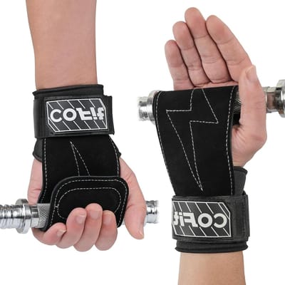 Verbeterde grip polsbanden voor gewichtheffen - Dubbellaags Oxford-leer - Hand en Polsbescherming - Deadlift en Powerlifting fitness straps