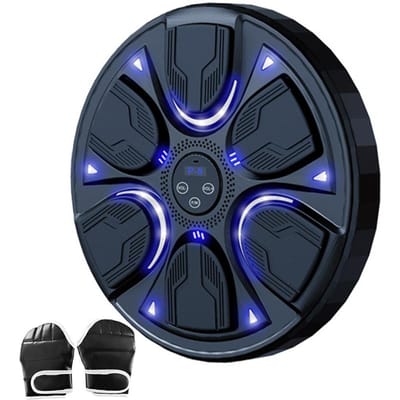 Slimme Muziek Boksmachine Hangend Muurdoel Boksen Fitness Trainer Bluetooth-Compatibel voor Boksen Behendigheid Reactie Oefening with Adult Gloves blue