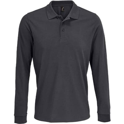 SOLS Unisex Prime Pique Polo voor volwassenen met lange mouwen (Donkergrijs)