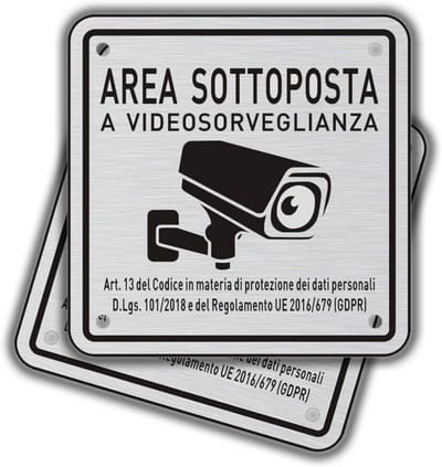 Bewakingsborden Aluminium - Camera Waarschuwingsbord - Privacy Beveiligen - DSGVO Conform - 10x10cm - Grijs