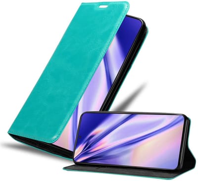 Cadorabo Hoesje geschikt voor Samsung Galaxy S21 5G in BENZINE TURKOOIS - Beschermhoes met magnetische sluiting, standfunctie en kaartvakje Book Case Cover Etui