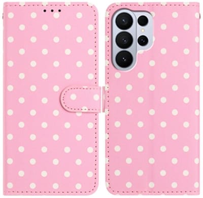 Hoesje Geschikt voor Samsung Galaxy S26 Ultra | Polka Dot Wallet Book Case | Portemonnee Hoesje | 3 Pasjes | Magneetsluiting | Stand Functie | Roze