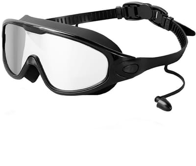 Zwembrillen (1 stuks) voor volwassenen (mannen en vrouwen), 180° breed gezichtsveld, anti-condens, UV-bescherming, zacht, verstelbaar siliconen zwemmasker met oordopjes en neusclip, lekvrij en comfortabel voor baantjeszwemmen en training, Stijl 5