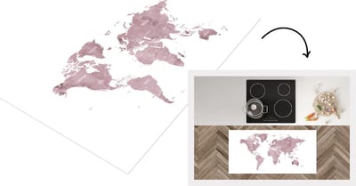 Keukenloper - Loper keuken - Wereldkaart - Roze - Marmer - 120x60 cm - Keukenloper vinyl