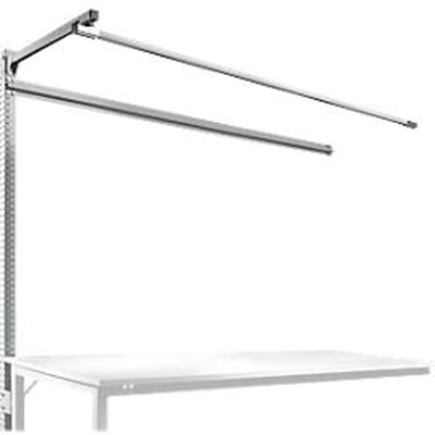 Opbouwframe met giek, Aanbouwtafel STANDAARD werktafel-/werkbank UNIVERSAL/PROFI, 2000 mm, aluminium zilver