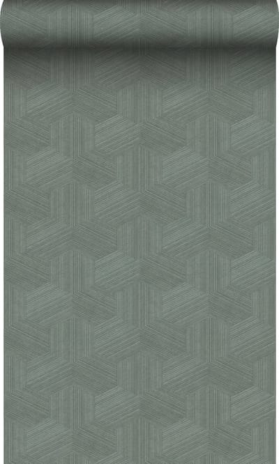 Origin Wallcoverings behang grafisch 3D motief vergrijsd groen - 50 x 900 cm - 347996