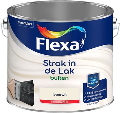 Flexa - Strak In De Lak Buitenlak Hoogglans - Ivoorwit - Mengverf - 2,5 L