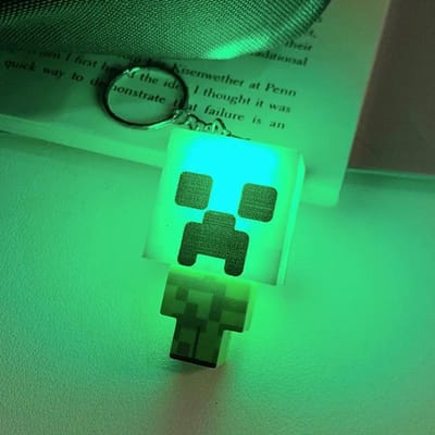 Mc Game Thema Omringende Zaklamp Led Licht Mini Zaklamp Sleutelhanger Rugzak Hanger Kindercadeaus Led Nachtlampje green