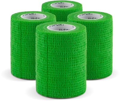 U-Sport Athlete Sock Wrap - Groen - 4 stuks - 7,5 cm x 5 m - Zelfhechtend - Cohesief Verband - Voor Voetbal & Gripsokken