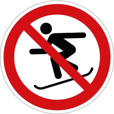 Snowboarden verboden verbodssticker - P077 | 10 cm