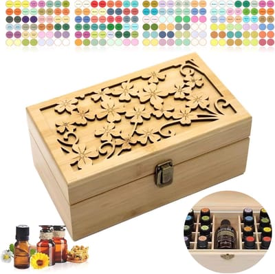 Opbergdoos voor Etherische Oliën Oliekist met 25 Slots voor 5 10 15 ml Aromatherapie-olieflessen Georganiseerd - Etherische Olie Houtorganizer Displaypresentaties Boxcontainers