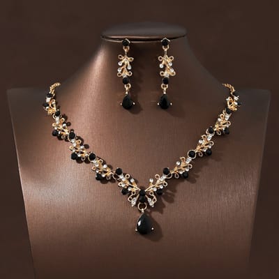 Sieradensets/Ketting- en oorbellensets/Accessoires voor trouwjurken/Sieraden voor diners Zwart