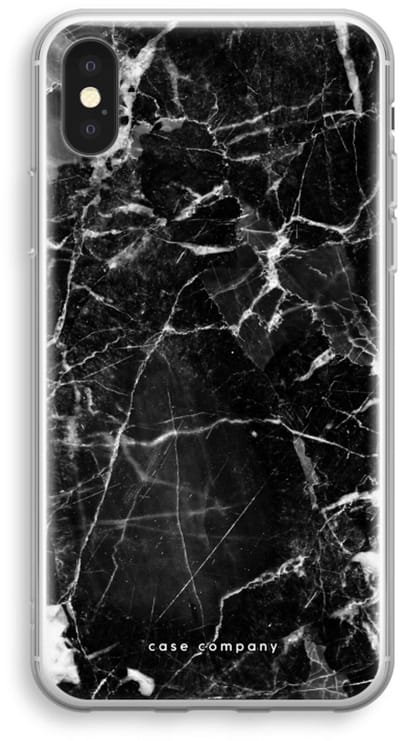Case Company® - Hoesje geschikt voor iPhone XS hoesje - Zwart Marmer - Soft Cover Telefoonhoesje - Bescherming aan alle Kanten en Schermrand